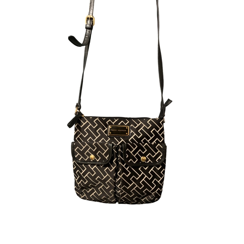 Tommy Hilfiger Crossbody Bag Women Black Geometric Monogram BW86922529 EUC